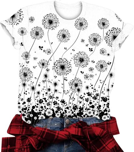 Plus Size Tops for Women Short Sleeve Dressy Casual Summer Tunic Graphic Tees Novetly Floral Shirts Tshirts Blouse in Kuwait