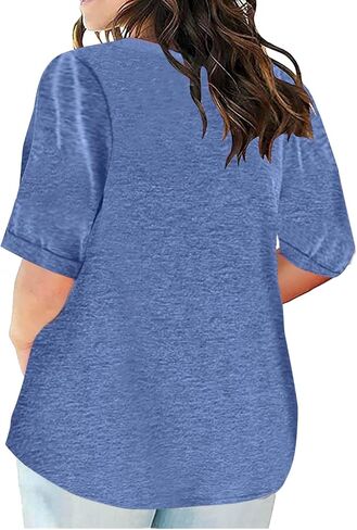 Plus Size Tops for Women V Neck Short Sleeve Shirt Summer Blouse Tunic Tops to Hide Belly Loose Fit Basic Tee Tshirt in Saudi Arabia