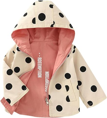 Toddler Girl Boy Spring Fall Windbreaker Jacket with Hoods Baby Polka Dots Zipper Hooded Jacket Waterproof Outwear in Saudi Arabia