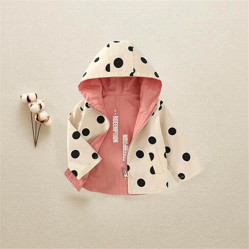 Toddler Girl Boy Spring Fall Windbreaker Jacket with Hoods Baby Polka Dots Zipper Hooded Jacket Waterproof Outwear in Saudi Arabia