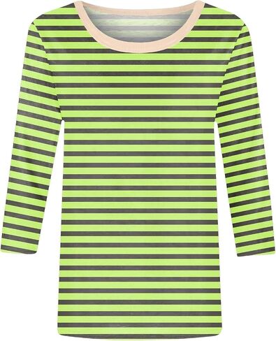 3/4 Length Sleeve Women Tops Round Neck Summer Striped Shirts Dressy Casual Tunic Tops Trendy Blouses in Kuwait