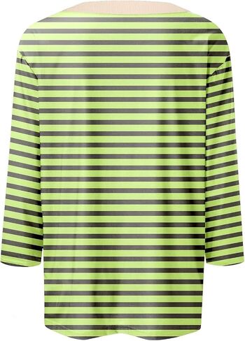 3/4 Length Sleeve Women Tops Round Neck Summer Striped Shirts Dressy Casual Tunic Tops Trendy Blouses in Kuwait