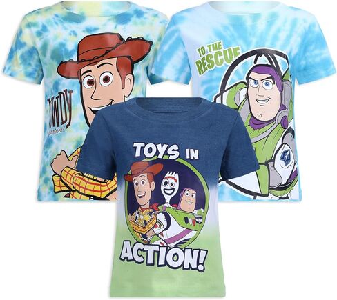 Disney Toy Story Boys’ 3 Pack T-Shirts for Toddler and Little Kids – Blue/White/Green/Yellow in Saudi Arabia