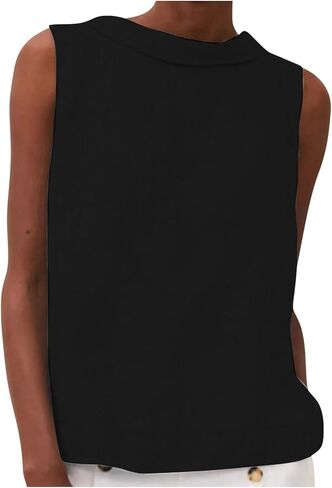 Womens Tank Tops Loose Fit Casual Round Neck Trendy Sleeveless Shirts Summer Tops Fashion Oversized Clothes Outfits in Saudi Arabia