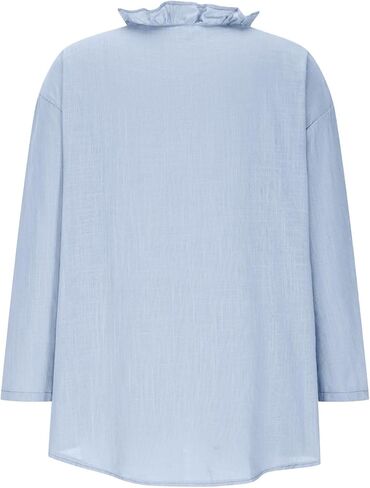 زر القميص لأسفل للنساء من الكتان القطن غير الرسمي 3/4 كم من LOW hem Blouse Bluse Trim in Kuwait