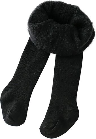 Kids Girls Solid Color Fle𝐞ce Lined Tights Toddler Cable Knit Leggings Thick Cotton Infant Stockings Fix Leggings in Saudi Arabia