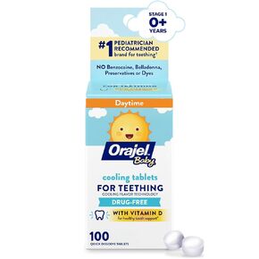 Orajel Baby Cooling Tablets for Teething with Vitamin D, 100 Quick Dissolve Tablets,White