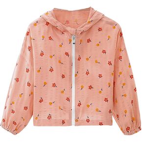 Girl's UPF 50+ Rash Guard Sun Jacket SPF UV 𝐏rotection Full Zipper Long Sleeve Hoodie Outwear Coat for Kids