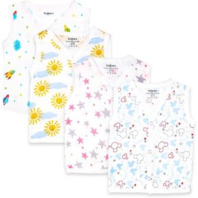 Kidbea® 100% Extra Soft Muslin Cotton Jhabla for Baby Boys with Multiple Prints & Colours Pack of 4