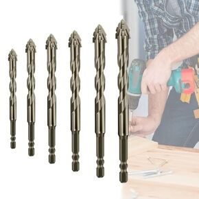 New Four-Flute Sawtooth Eccentric Drill Bit Set, High-Strength 4-Flute Serrated Eccentric Drill Bit Kit, for Stone, Glass, Wood, Metal