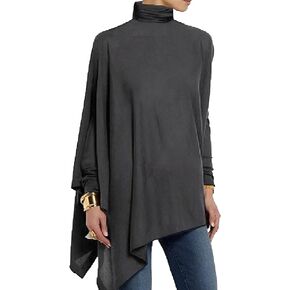 Women's Irregular Hem Turtleneck Sweater Casual Loose Fall Pullover Top Solid Color Asymmetric Knit Tunic Sweater