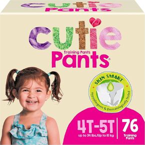 Cutie Girls 4T/5T سراويل تدريب على قعادة القعادة ، hypoallergenic مع Skin Smart ، 76 Count