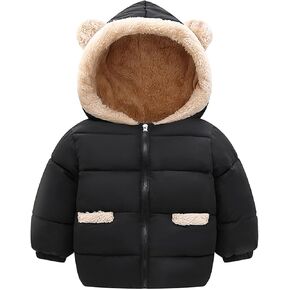 Toddler Baby Hooded Down Jacket Boys Girls Fleece 𝐋ining Zipper Hooded Outwear Coat Kids Winter Warm Boy