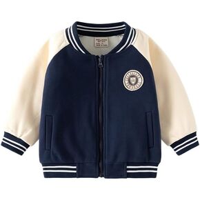 Toddler Baby Contrast Zipper Baseball Jacket Polar Fleece Sweatshirt Long Sleeve Outwear Little Kids Infant Coats