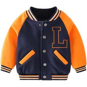 Toddler Baby Contrast Baseball Jacket Button Polar Fleece Sweatshirt Long Sleeve Outwear Little Kids Infant Coats