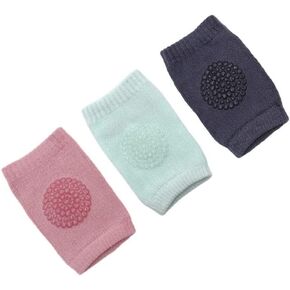 Generic Baby Knee Pads, Infants Crawling Anti-Slip Knee Protection Toddler Unisex Design Adjustable Knee Socks (3 Pairs), DIY toy, White, Standard