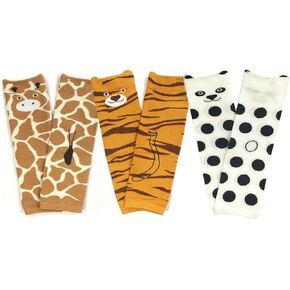 Bowbear Baby 3 Pair Wilderness Buddies Threads ، Giraffe ، Tiger ، Panda