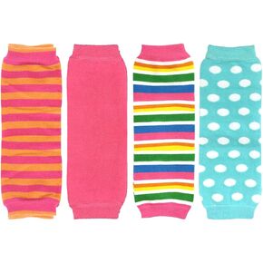 allydrew Footless Leg Warmers for Babies and Toddlers - Stripes, Pink, Rainbow, Blue Dots (4 Pack)