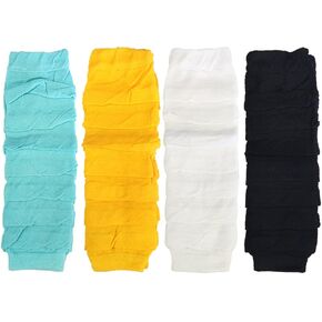allydrew Gathered Ruching Baby Leg Warmers (Set of 4), Ruched Aqua, Marigold, White, Black