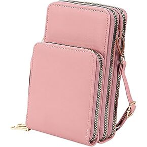 Leather Small Crossbody Bag,Mini Messenger Shoulder Handbag Purse - Lightweight Compact Phone Bag