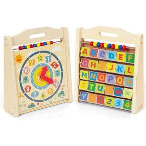 Toddler Learning Clock Toys,Wooden Telling Time Teaching Clock and Alphabet Learning Montessori Toy for Kids,Educational Gifts for Boys Girls 1 2 3 Year Old