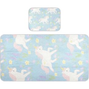 A Cute Cartoon White Unicorns Cooling Baby Mattress Cover 28" x 52" Ultra Soft Pads for Kids for Baby&Toddler