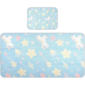 A Cute Cartoon White Unicorns Cooling Baby Mattress Pee Training 28" x 52" Breathable Mattress Protector pad for Baby&Toddler