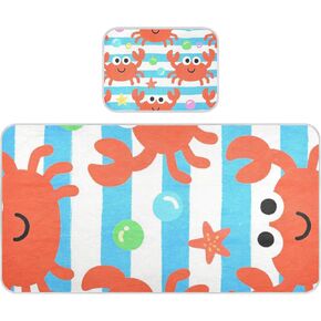Cute Cartoon Red Crab Cooling Baby Mattress Topper 28" x 52" Washable Mattress Protector pad for Kids, Adult