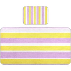 Light Purple and Yellow Stripes Cooling Baby Waterproof Crib Mattress Protector 28" x 52" Ultra Soft Bed pad for Baby&Toddler