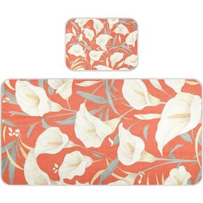 Vintage Calla Lily Coral Orange Chic Cooling Baby Toddler Bed Mattress 28" x 52" Breathable Bed pad for Baby&Toddler
