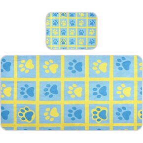 Blue and Yellow Paw Prints Cooling Baby Crib Mattress Sheets 28" x 52" Washable Mattress pad for Kids, Adult