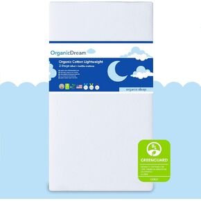 Organic Dream Pack and Play Mattress I [Dual-Sided] I Firm Infant Side + Memory Foam Toddler Side I Plush 100% Organic Cover I Fits Most Pack N Play Playpens and Playards