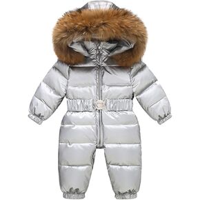 Snow Suit for Kids 𝐎ne Piece Snowsuits Overalls Ski Suits Water-Proof Winter Jumpsuit Warm Jackets with Hood