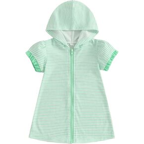 Toddler Terry Swim Cover Up Girls Swimsuit Coverup Zip Up Bathing Suit Wraps Hooded Bathrobe Baby Beach Essentials