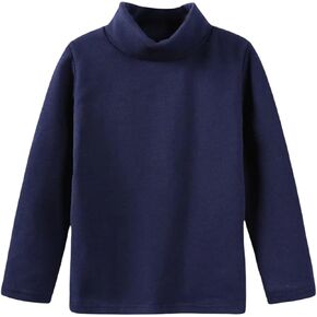 Toddler Turtleneck Shirts Cotton Long Sleeve Tees for Girls & Boys, Soft Solid Color Undershirt, Basic Casual Top Outfit