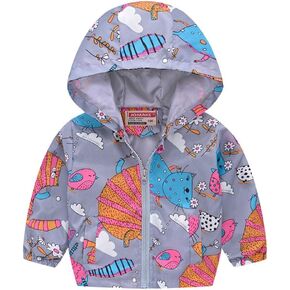 Little Girls Boys Rain Jacket Lightweight 𝐖aterproof Solid Fall Raincoat Zipper Hooded Lined Windbreaker