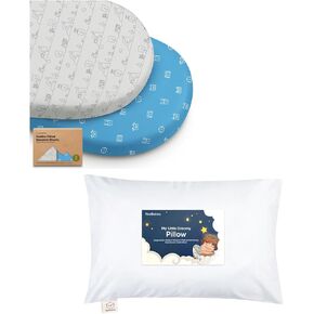 KeaBabies 2-Pack Bassinet Sheets for Girls, Boys and Toddler Pillow with Pillowcase - 100% Cotton Bassinet Mattress Protector - 13X18 Soft Cotton Kids Travel Pillows for Sleeping