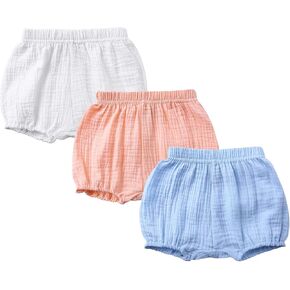 Baby Girls Boys Bloomers Newborn Toddler Kids Unisex Cotton Linen Shorts Solid Color Cute PP Pants