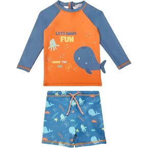 weVSwe Baby Swimsuit Boy UPF 50+ Rash Guard Shirt Trunk Set UV Protection Bathing Suit 0-6 Years