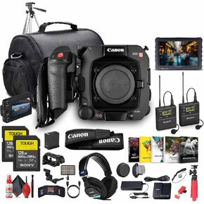 Canon EOS C400 6K Full-Frame Professional Cinema Camera (6388C002) | Triple Base ISO, Dual Pixel CMOS AF II, RF Mount | Mic System + Monitor + 2 x 128GB Memory Card + More (Renewed)