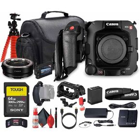 Canon EOS C400 6K Full-Frame Professional Cinema Camera (6388C002) | Triple Base ISO, Dual Pixel CMOS AF II, RF Mount | 64GB Card + Camera Bag + Flex Tripod + Cleaning Kit + More (Renewed)