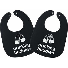 100% Cotton Drinking Buddies Twin Bibs Cute & Practical Unisex Bibs for Twins with Waterproof, Durable, for Everyday Use