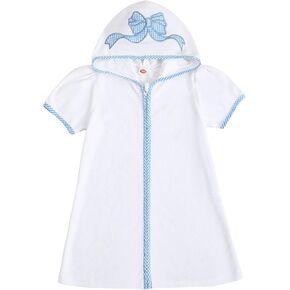 Baby Girls Boys Terry Cloth Swim Cover Up Zip Up Hooded Bathing Suit Coverup Wraps Kid Summer Pool Beach Swimsuit
