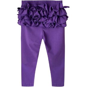 Infant Girl Ruffles Butt Leggings, Baby Toddler Cotton Pants, Solid Color Elastic Waist Casual Bottoms for Kids