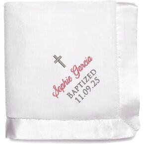 Lifetime Creations Personalized Baby Baptism Blanket: Custom Embroidered White Christening Blanket, Baptism Gifts for Boys & Girls, Baby Dedication Gifts, Bautizo Regalo