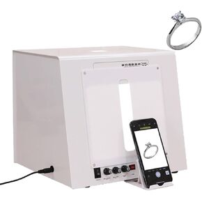 5 Color Photography Backdrops, Light Box Shooting Kit with Electric Rotating Platform, with 4 LED Light, Mobile Phone Holder, for Product Photography