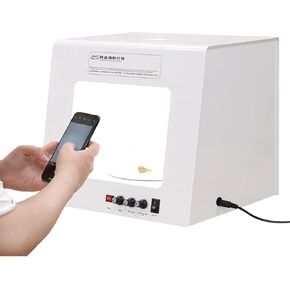 Photo Light Box with 360°Auto-Rotating Platform, 5 Color Shooting Backdrops, Mini Photo Studio for Jewelry and Small Product Photography