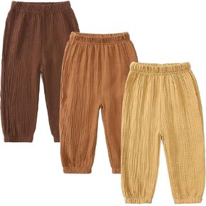 Kids Elastic Basic Harem Trousers Unisex Baby Boys Girls Casual Cotton Linen Loose Long Baggy Pants Toddler Clothes