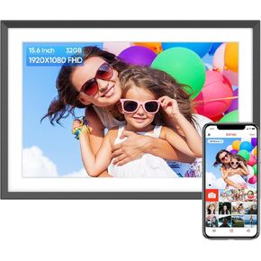 ARZOPA Digital Picture Frame 15.6" Large WiFi Digital Electronic Photo Frame with 32GB Storage, 1920x1080 FHD Touch Screen, Auto-Rotate, Share Photos or Videos Instantly via Frameo