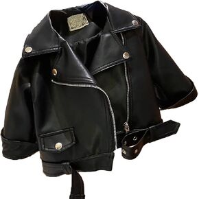 Baby Leather Motorcycle Jacket Coat Toddler Infant Zipper Fall Winter Solid Color Long Sleeve Outerwear Jackets